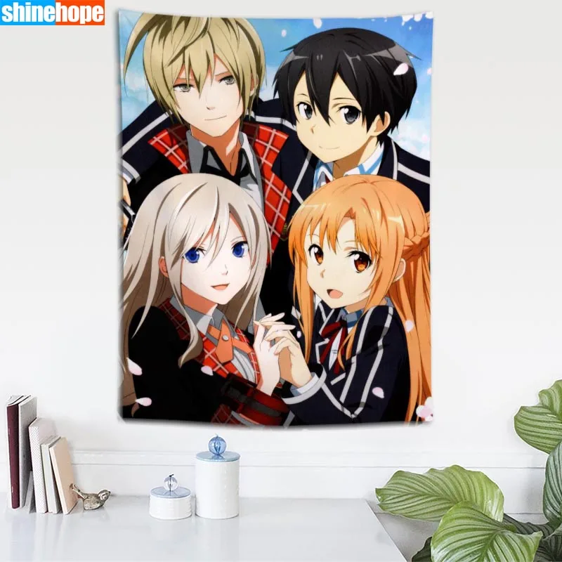 Anime Boy With Sword Tapestry Mandala Wall Hanging Wall Tapestry Psychedelic Farmhouse Decor Dorm Room Wall Carpet Wall Blanket