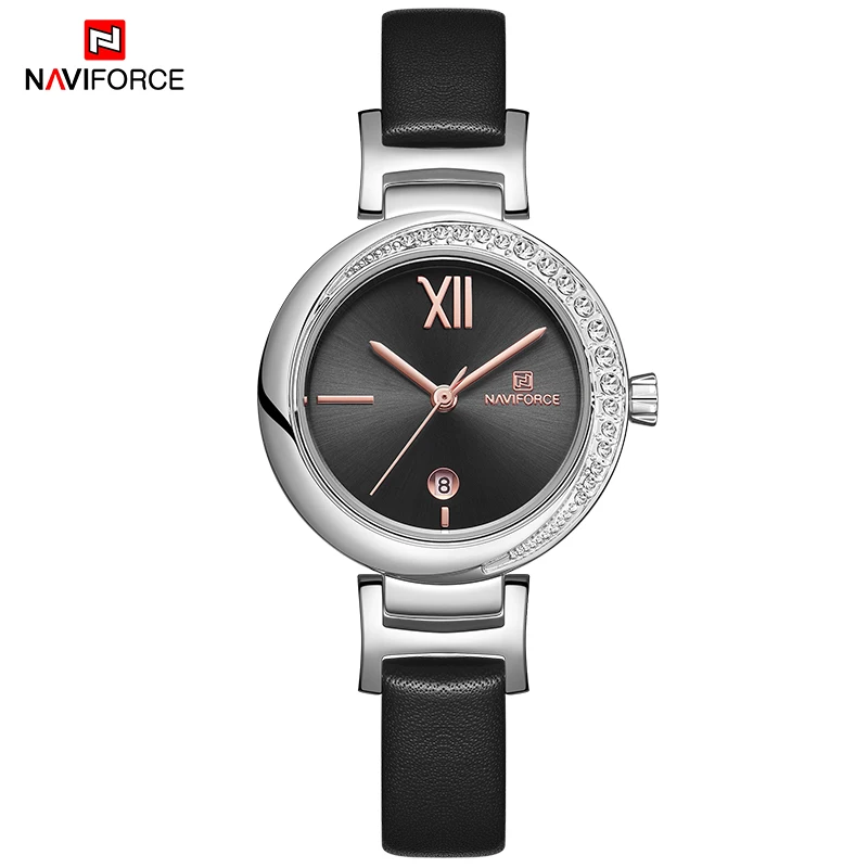 SBB Женские Элегантные часы от бренда NAVIFORCE, Модные Роскошные Кварцевые женские часы, нарядные часы, кожаные Наручные часы, Montre Femme Reloj Mujer - Цвет: SBB