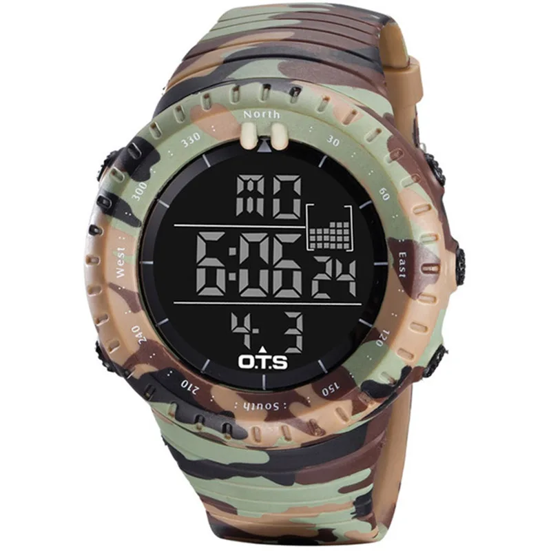 army yellow black 5 штук в партии, OTS 7005, Мужские Цифровые спортивные часы для дайвинга, 50 м, водонепроницаемые армейские военные часы, мужские Модные Повседневные часы - Цвет: army yellow black
