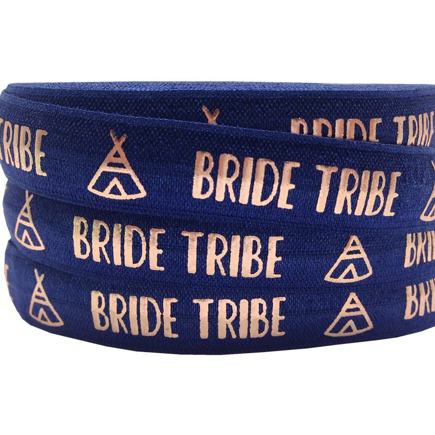 10Y вигвама надпись «Bride Tribe» принт на голову эластичная повязка для головы с 5/" розовое золото лента тесьма для свадебного подарка повязка на голову аксессуары