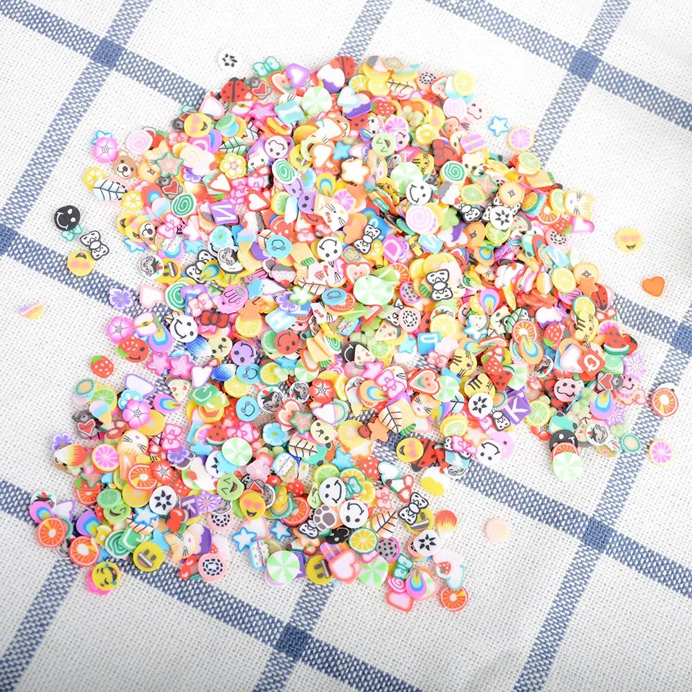 Около 1000 шт./пакет 3D Фрукты Fimo игровое тесто ломтик глины DIY для Неил арта украшения для кончиков ногтей Стикеры украшения инструменты для ногтей аксессуары