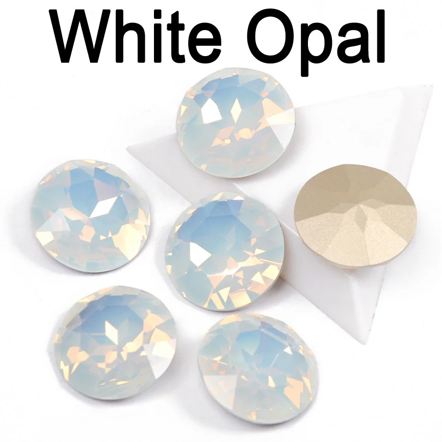 White Opal Красочные цвета 27 мм Блестящий Кристалл пришить стразы с когтями камни круглые стеклянные стразы Diy сумки одежда - Цвет: White Opal