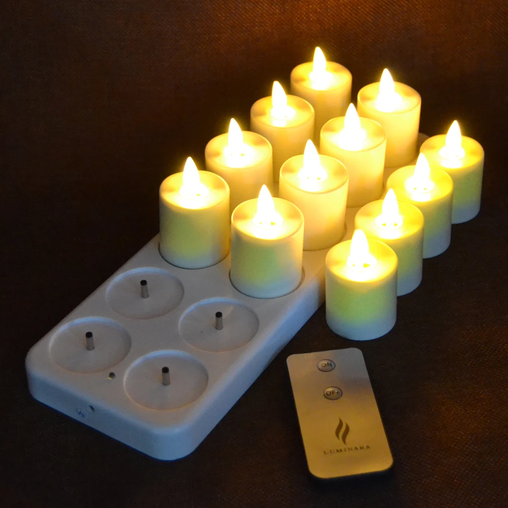 12 светодио дный шт./компл. Перезаряжаемые LED Tealight Беспламенного мерцания