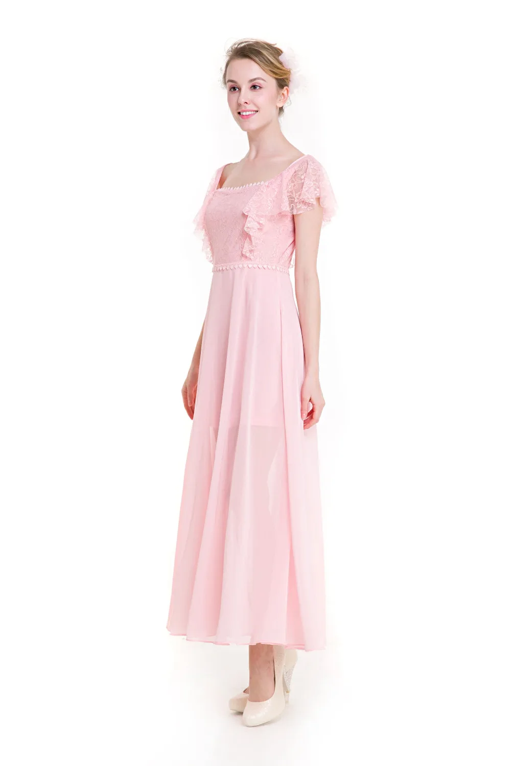 Женское платье 2017 Лето сладкий шифоновое с в виде листка лотоса кружева