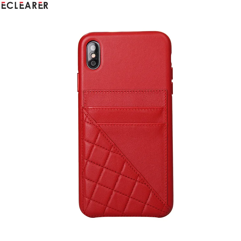 Красный Алюминиевый металлический чехол из натуральной кожи для Apple iPhone XS X XS MAX, роскошный держатель для карт со слотом, чехол - Цвет: Красный