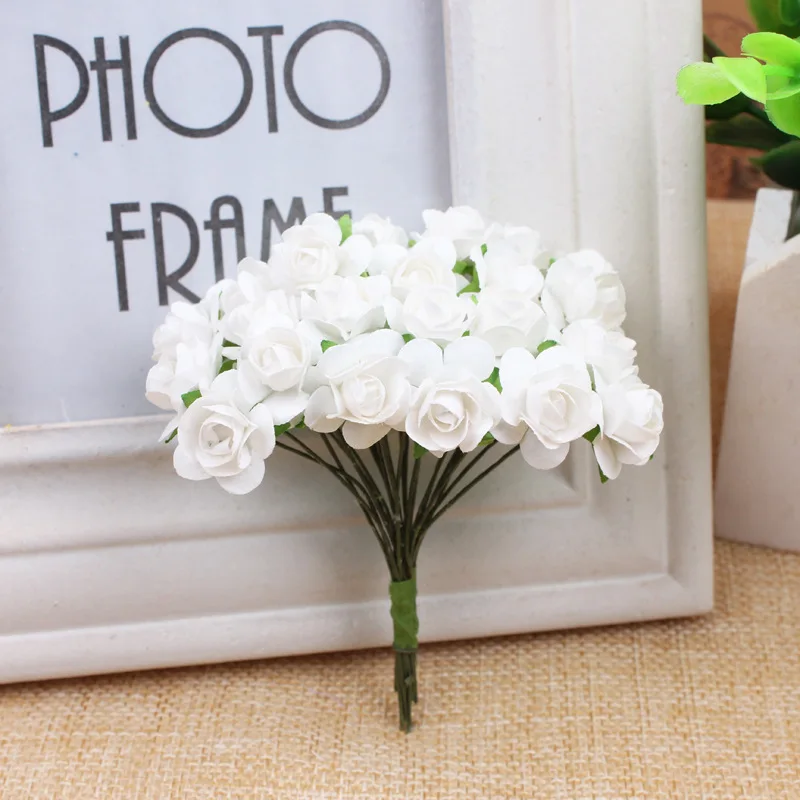 144 шт. 1 см мини милая бумага роза искусственный цветок ручной работы для