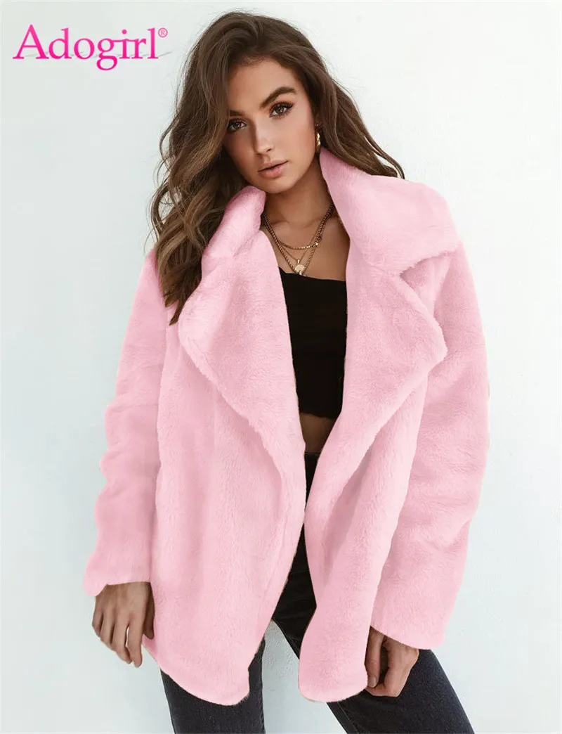

Adogirl Women Fleece Coat Turn Down Collar Long Sleeve Loose Casual Open Stitch Outerwear Autumn Winter Warm Cardigan Outfits