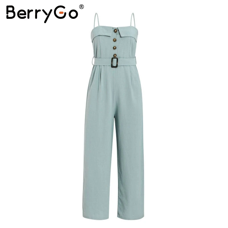 BerryGo элегантный Пояс Ремень Летний комбинезон Женщины Спагетти кнопка для