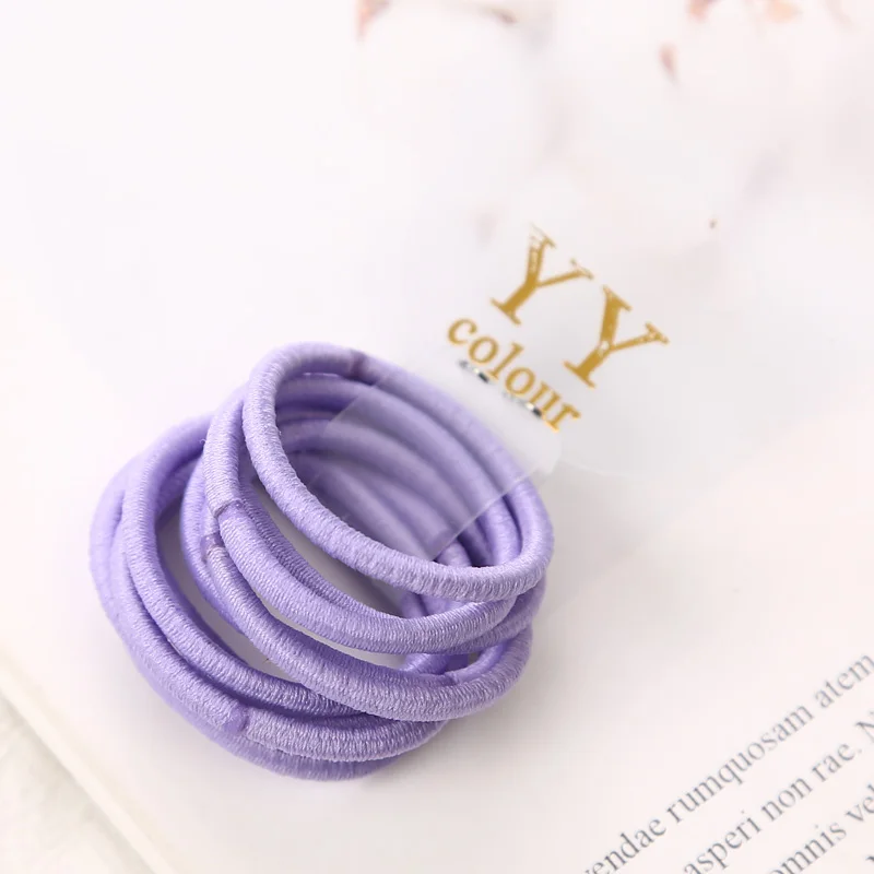 50pcs Purple 50 шт в наборе, милые девушки хвостик волос держатели Головные уборы конфеты Цветной эластичные держатели модные аксессуары детские резинки галстук Резинки - Цвет: 50pcs Purple