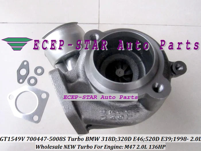 Турбокомпрессор GT1549V 700447 700447-5008S 700447-0008 11652248901 Для BMW 320D 520D E39 99-01 M47 2.0L 136HP бесплатная