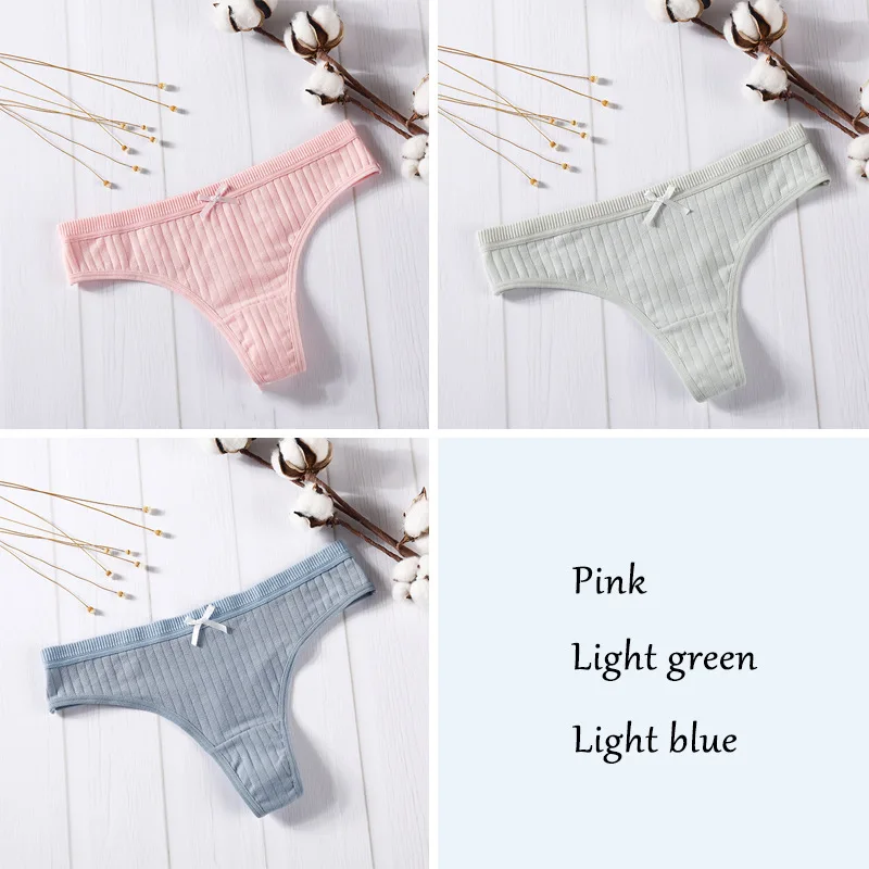 Pink-L.green-L.blue Пикантные Для женщин стринги х/б трусики-стринги для Для женщин String Нижнее белье, трусы, нижнее белье интимное белье Женские Трусы-стринги с низкой посадкой 3 шт./компл - Цвет: Pink-L.green-L.blue