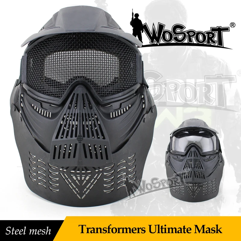 

WOSPORT Outdoor CS Transformers Ultimate Mask Steel Mesh Full Face Tactical Military BBGun WarGame to Protect Neck Wire Visor