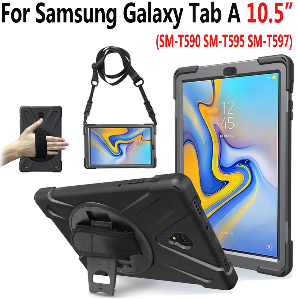 Вращающийся ручной плечевой ремень чехол для Samsung Galaxy Tab A A2 10 5 2018 T590 T595 T597