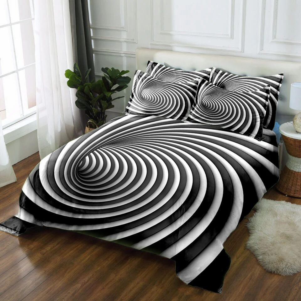 Preço Preto E Branco Conjuntos De Cama Cama Capa De Edredon Fronha Lençol 3D California King Cama Linho Gêmeo Rei Rainha Têxteis Gota Navio