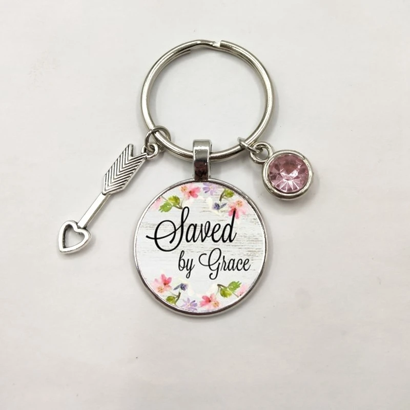 Брелок с надписью Save by GRACE ювелирные изделия по месяцу рождения подарок для нее
