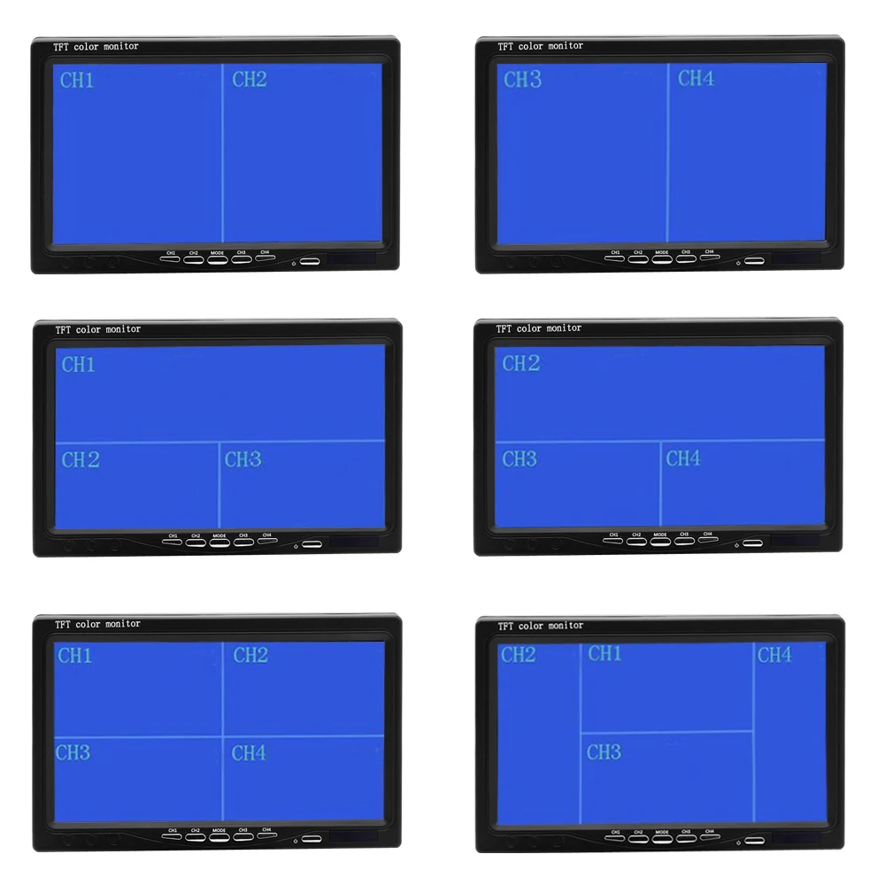 Podofo 7 дюймов HD Quad Сплит монитор и 4 резервная камера комплект водонепроницаемый ИК Ночное Видение спереди и сзади Вид сбоку камера s для прицепа