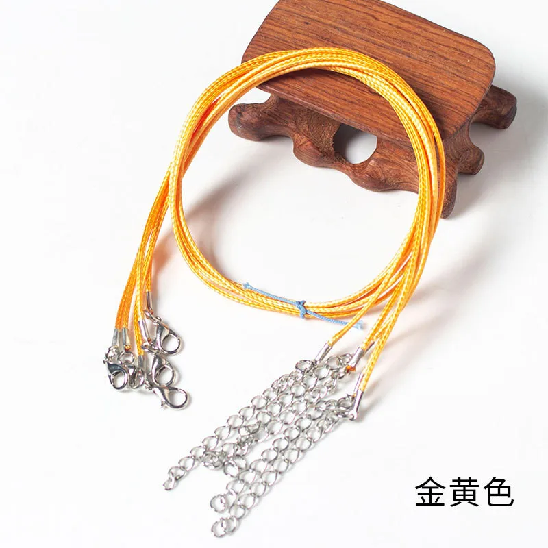 Gold Yellow 20 шт. 45 см+ 5 см Удлиненная цепочка, восковая веревка, ожерелье, цепь, плетеные веревочные ожерелья и подвески, фурнитура, застежка-карабин, шнур - Цвет: Gold Yellow
