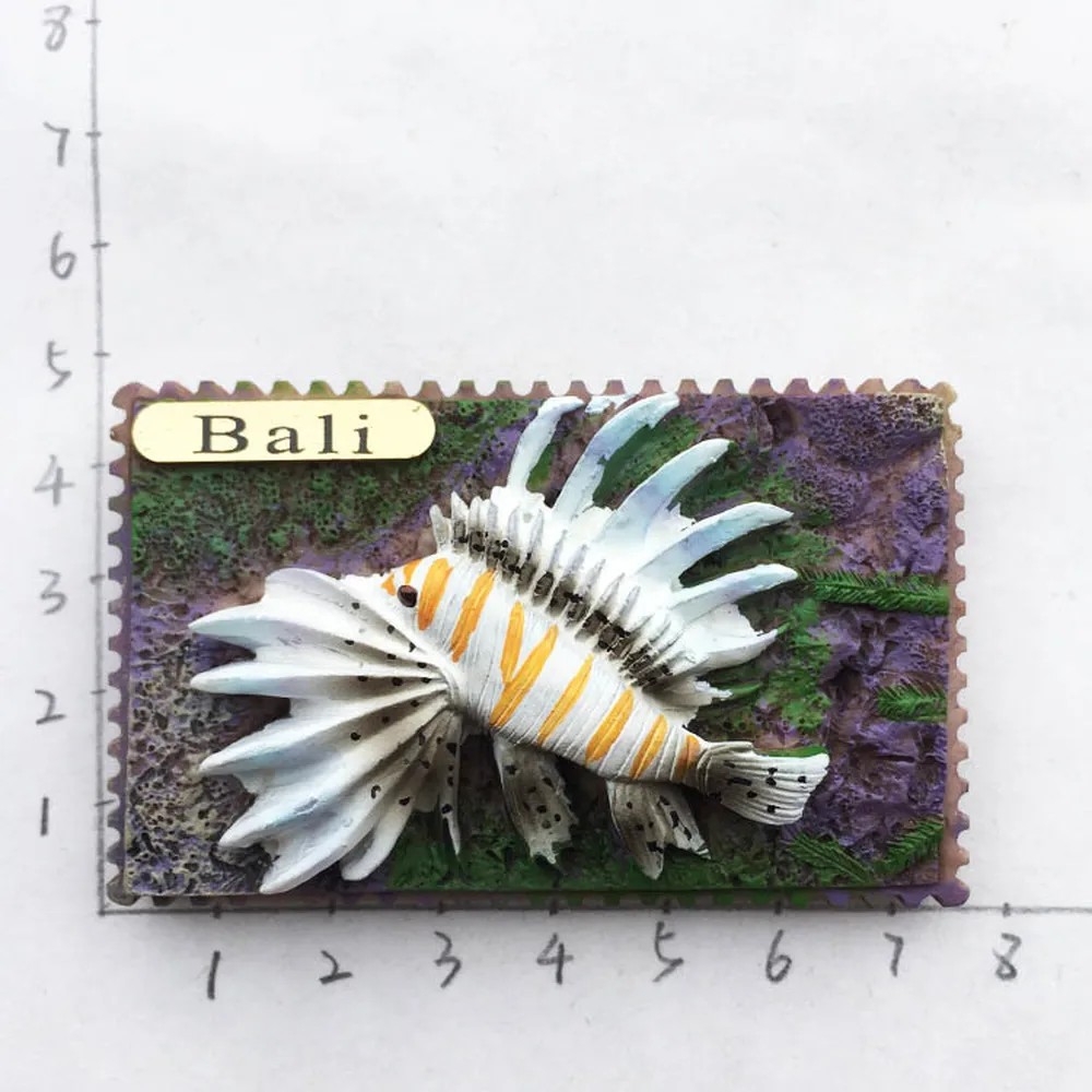 BABELEMI 3D Indonesia Bali Travel Souvenir Fridge Magnet Lion Fish Refrigerator Magnets home decoration accessories|Магниты на