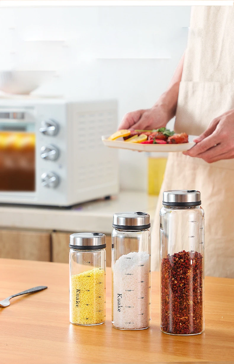 Moisture-proof Spice Jar Salt and Pepper Tank Kitchen Glass Sealed Condiment Box Spice Container Household Oil Jam Honey Bottle