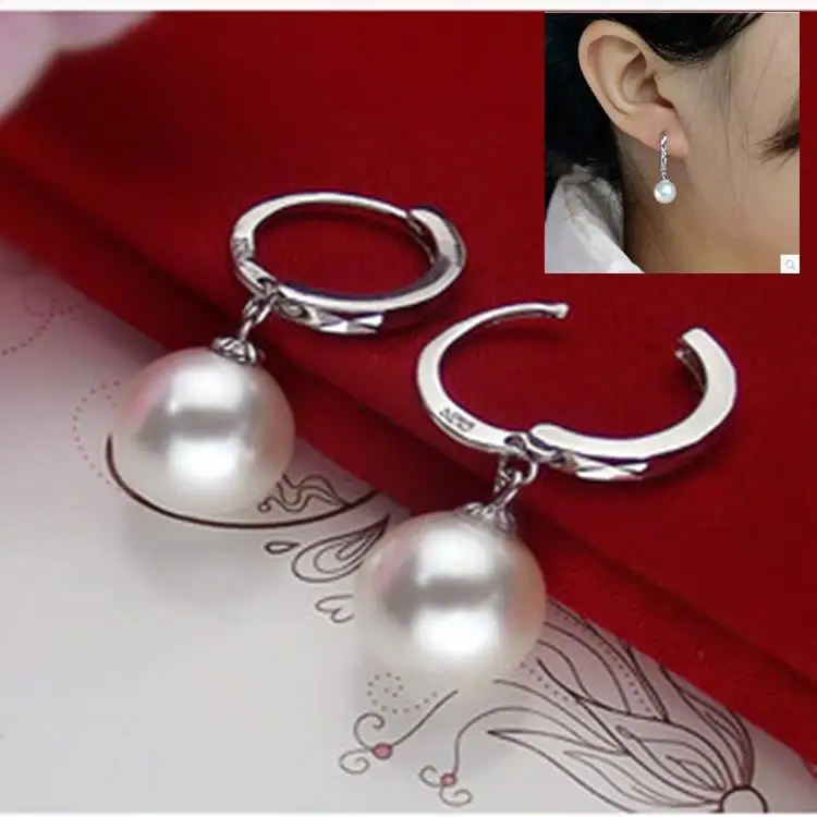 925 Настоящая Натуральная большая пресноводная жемчужина серьги пробы жемчужные