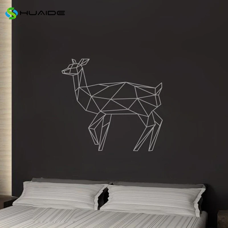 Наклейки на стену с геометрическими животными для домашнего декора спальни