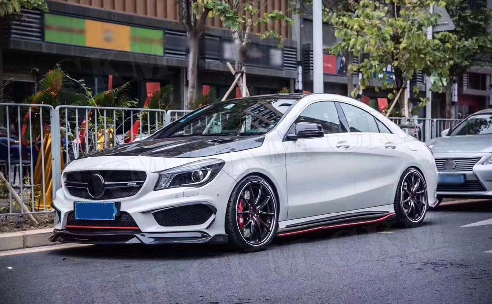 R1 стиль углеродное волокно передний спойлер бампера сплиттер для Mercedes Benz CLA класс W117 CLA180 CLA200 CLA250 CLA45 AMG FRP