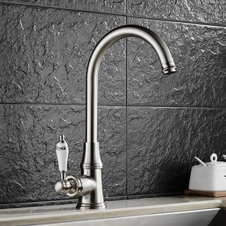 Brush Nickel Смеситель для кухни на бортике, смеситель для горячей и холодной воды, кран, хром, античная бронза, медная щетка, никель, ELK22 - Цвет: Brush Nickel