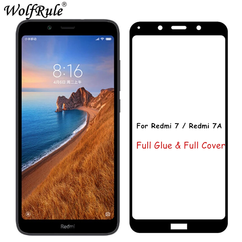 2 шт ЖК экран протектор Xiaomi Redmi 7A Полный Клей закаленное стекло для полное