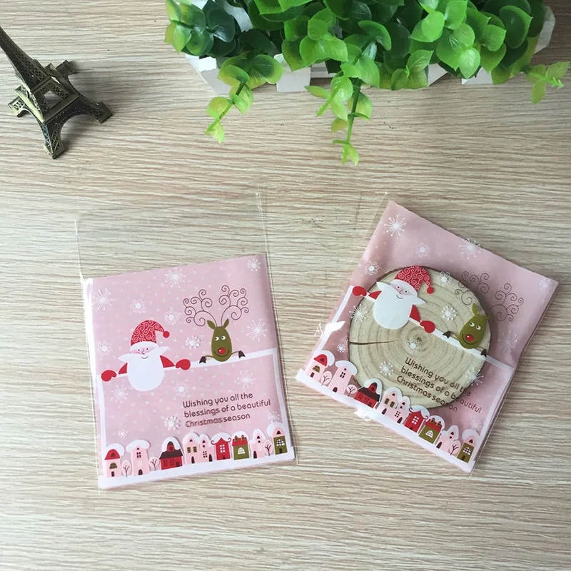 100 шт 10*10 см OPP Рождественский подарок упаковка мешок Diy печенья и конфеты сумки
