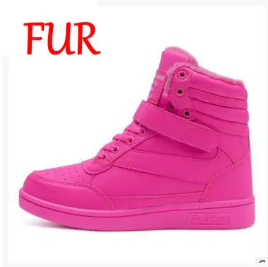 red fur Женские дышащие ботинки с высоким берцем; Цвет черный, белый; женская повседневная обувь; кроссовки на скрытой платформе; кожаная обувь; NN-50 - Цвет: red fur