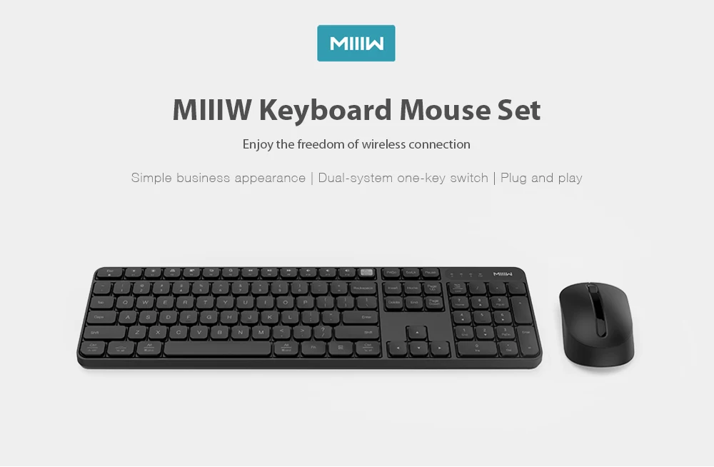 MI Mijia MIIIW, беспроводная офисная клавиатура, мышь, набор, система Windows/Mac, переключение одной кнопкой, 104 клавиш, IPX4, Водонепроницаемая клавиатура