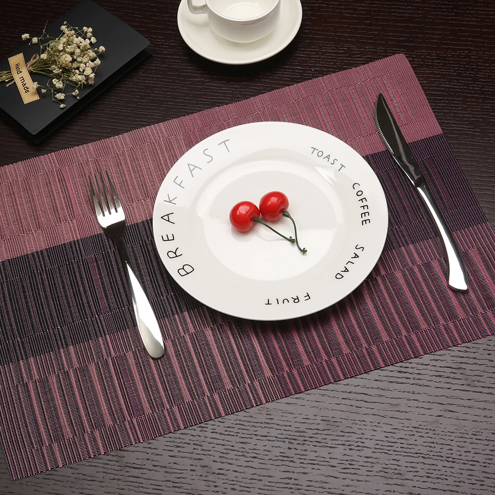 

2pcs/Lot Tricolor Stripe Pattern Placemats For Kitchen Table PVC Rectangle Table Mat Table Dining Mats New Placemat 30*45cm