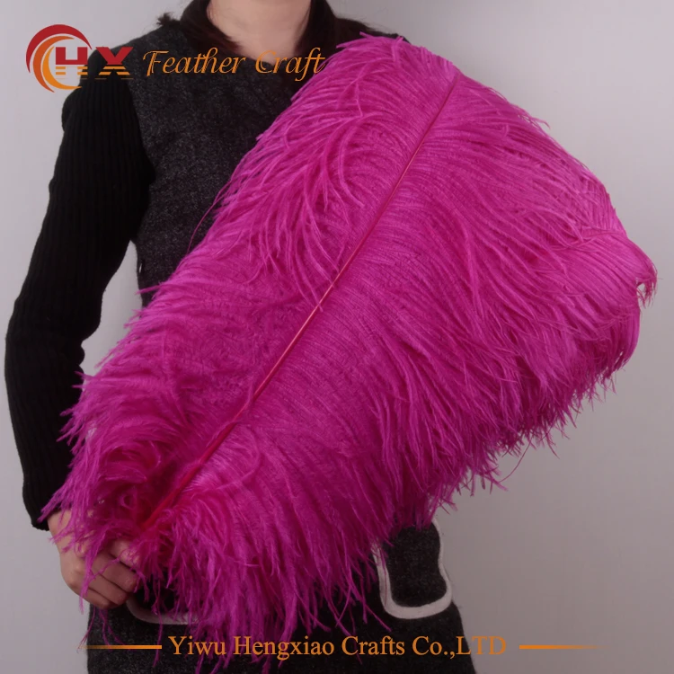 

Wholesale Hard rod 10pcs/lot natural Hot Pink Ostrich Feathers 15-75cm /6-30" Wedding Christmas Decorations DIY Feather