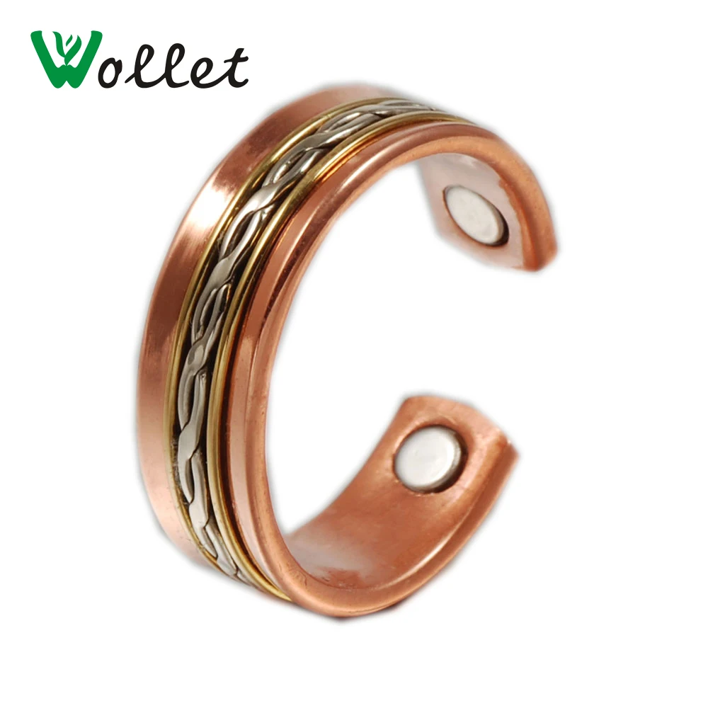 Кольца Магнитные из чистой меди для мужчин и женщин винтажные регулируемые