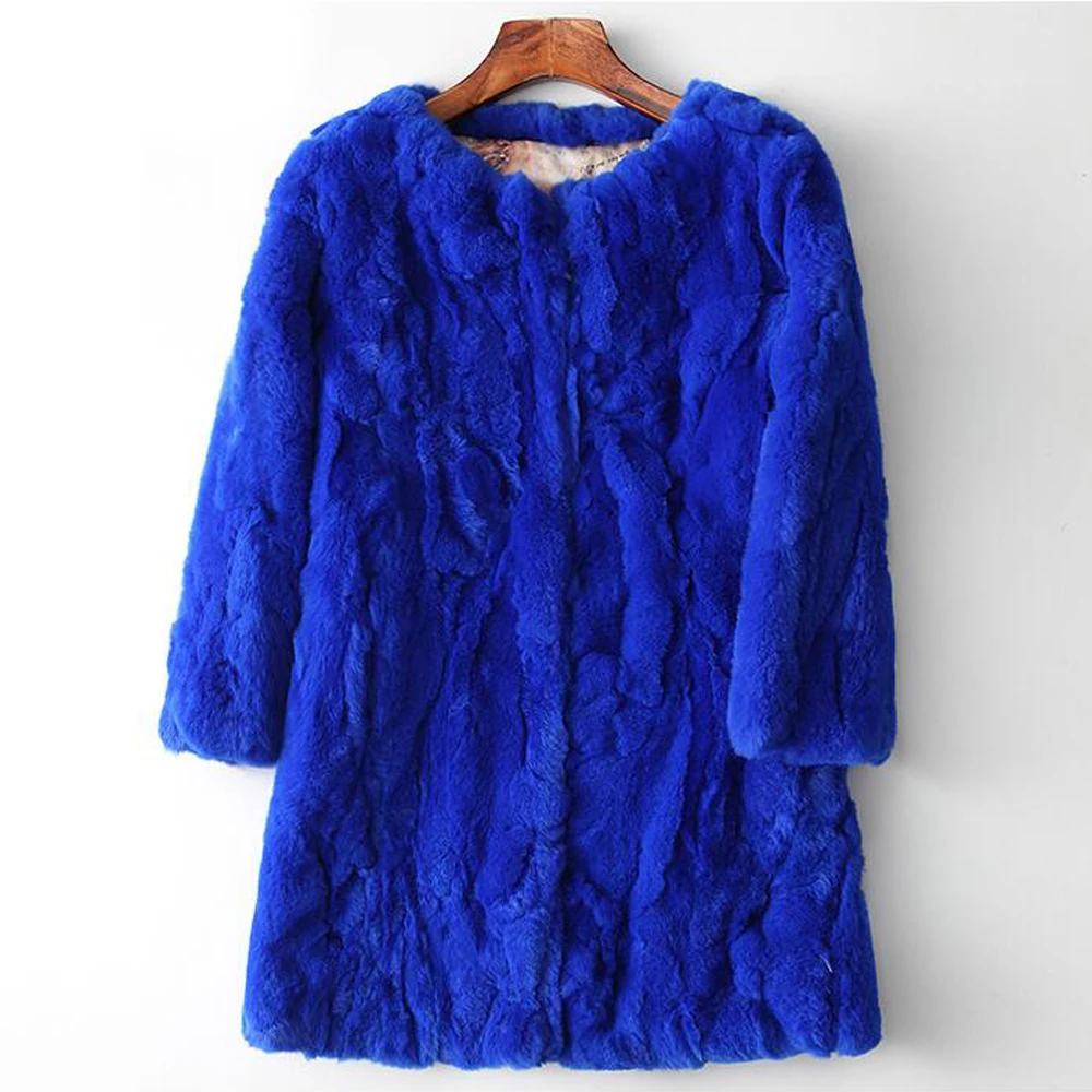 2020 Новый осень зима леди Настоящий мех кролика пальто длинные Стиль 100%