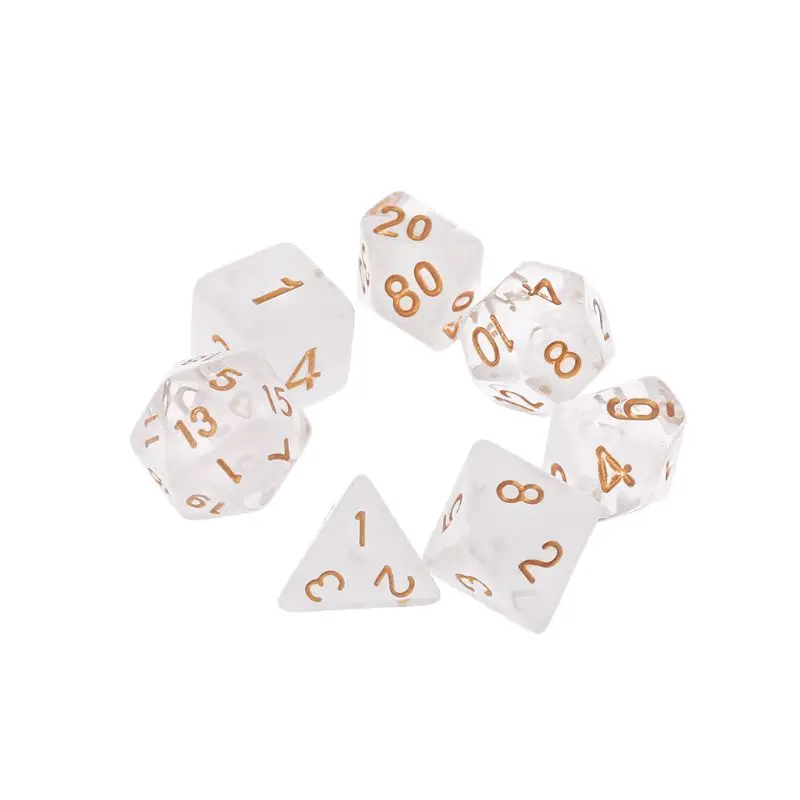 Белый 7 шт./компл. прозрачный кубика D4 D6 D8 D10 D12 D20 подземелья и дракон D& ролевые поли Таблица настольные игры игрушки - Цвет: Белый