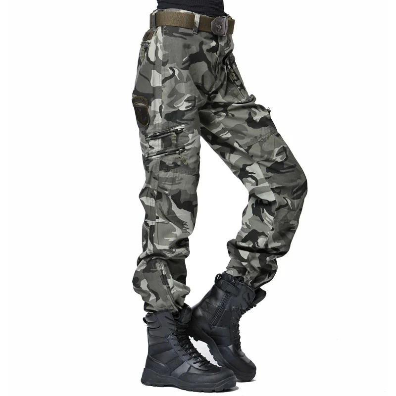 camoflage Брюки карго женские армейская оснастка Брюки Военный стиль брюки Femme Camo свободные женские мульти-карманные камуфляжные брюки размера плюс - Цвет: camoflage