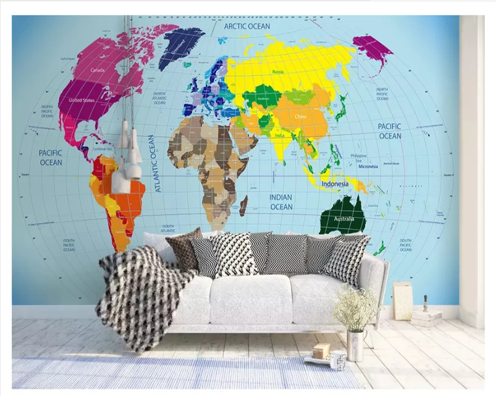 

beibehang Interior decoration silky personality classic wallpaper suitable for bedroom living room office map background behang