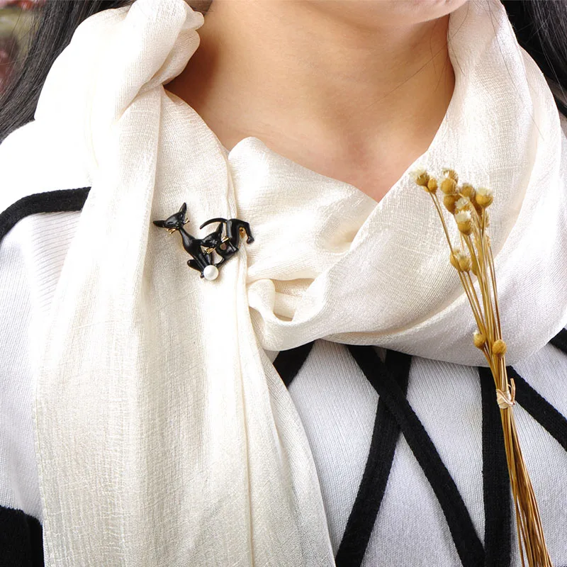 Эмалированные Броши для женщин и детей с двойной кошечкой искусственным