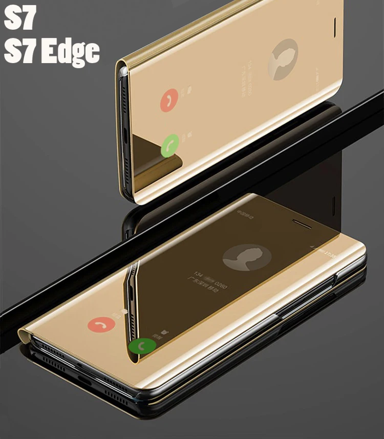 Откидной Чехол для телефона с умным зеркалом чехол Samsung galaxy S7 Edge S 7 S7edge жесткий