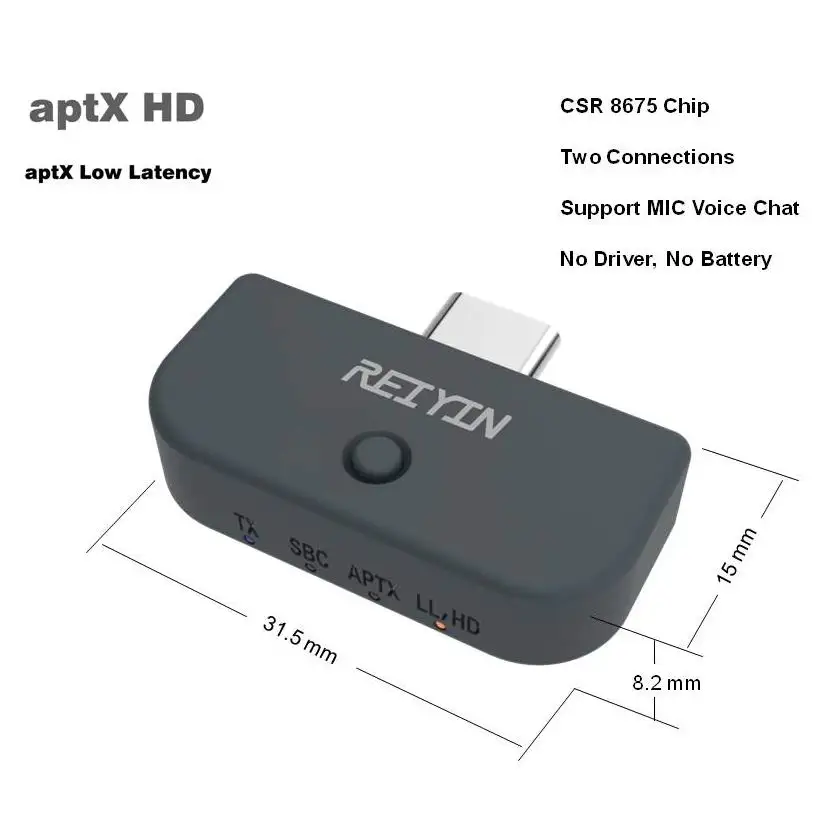 Тип-c CSR8675 Bluetooth 5,0 аудио адаптер aptX HD для переключателя PS4 PC двойное соединение