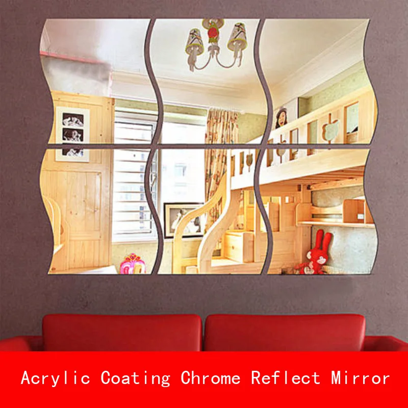 

3 Pcs 27*28CM thickness 1mm Acrylic coating Chrome golden unbreak Reflect Mirror Decorative for Wall Shower Room bathroom