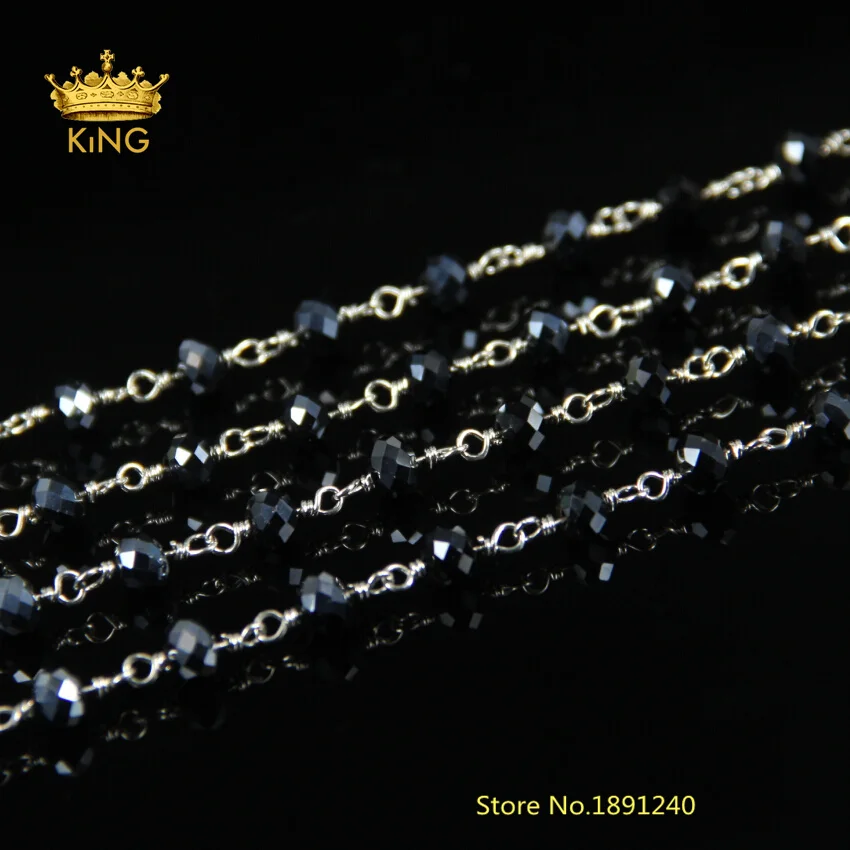 

5 Meter Wire Wrapped Bead Chains Rosary Chain Black Hematite Glass Jade Quartz Druzy Beaded Chains for Women Jewelry Gift DS016