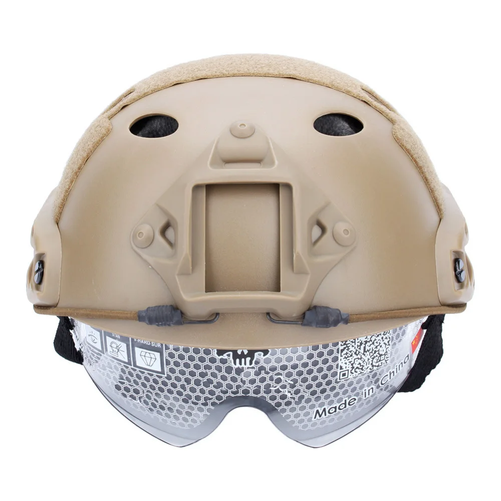 Легкий военный тактический шлем с очками страйкбольный для пейнтбола защитная