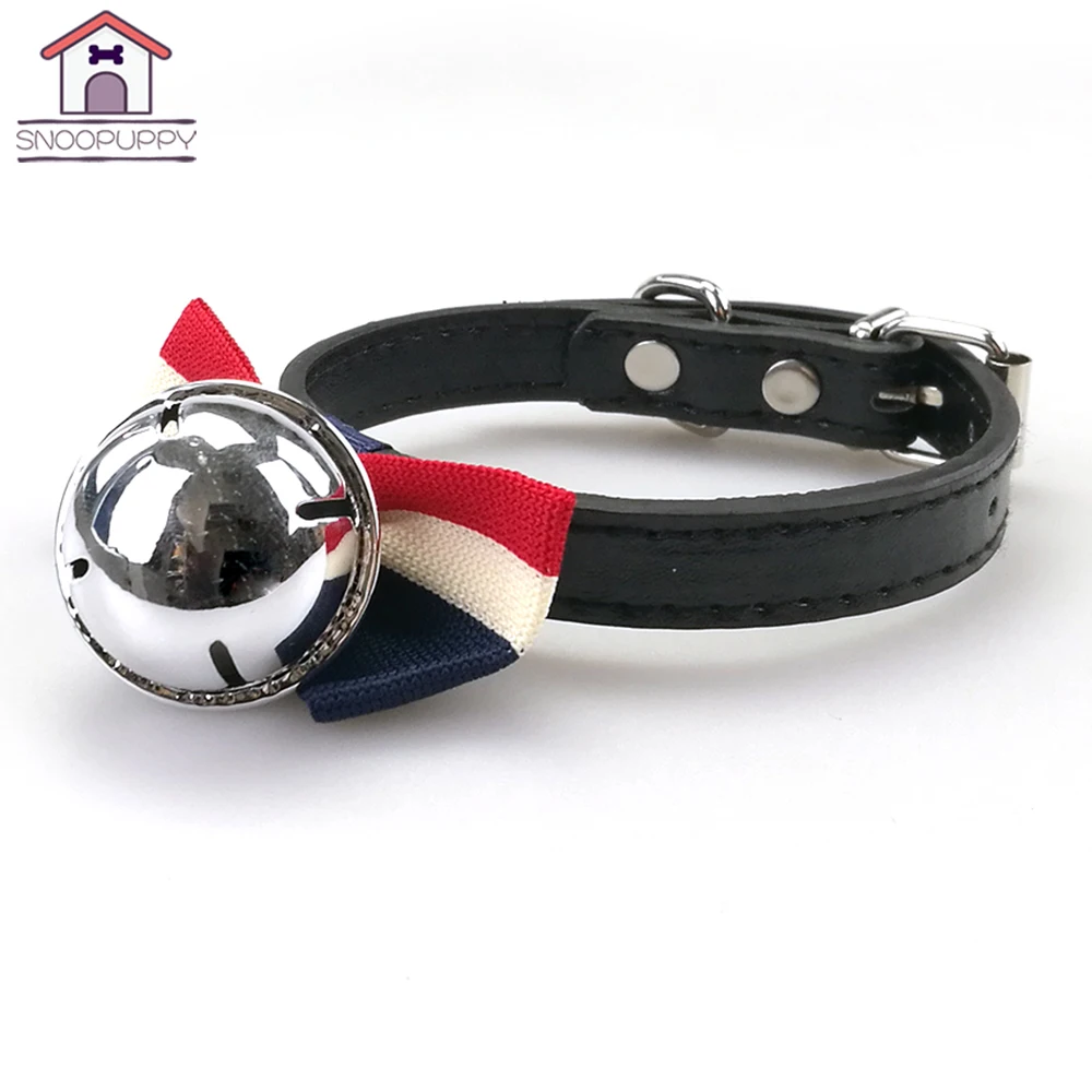Pet Cat Collars For Kitten Collar Cats With Bell Leather Products Adjustable Supplies MD002 | Дом и сад