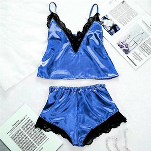 Новинка, 2 шт.компл., женский Шелковый Атласный сексуальный кружевной халат, шорты, ночное белье, ночная сорочка, сексуальные кружевные пижамные комплекты