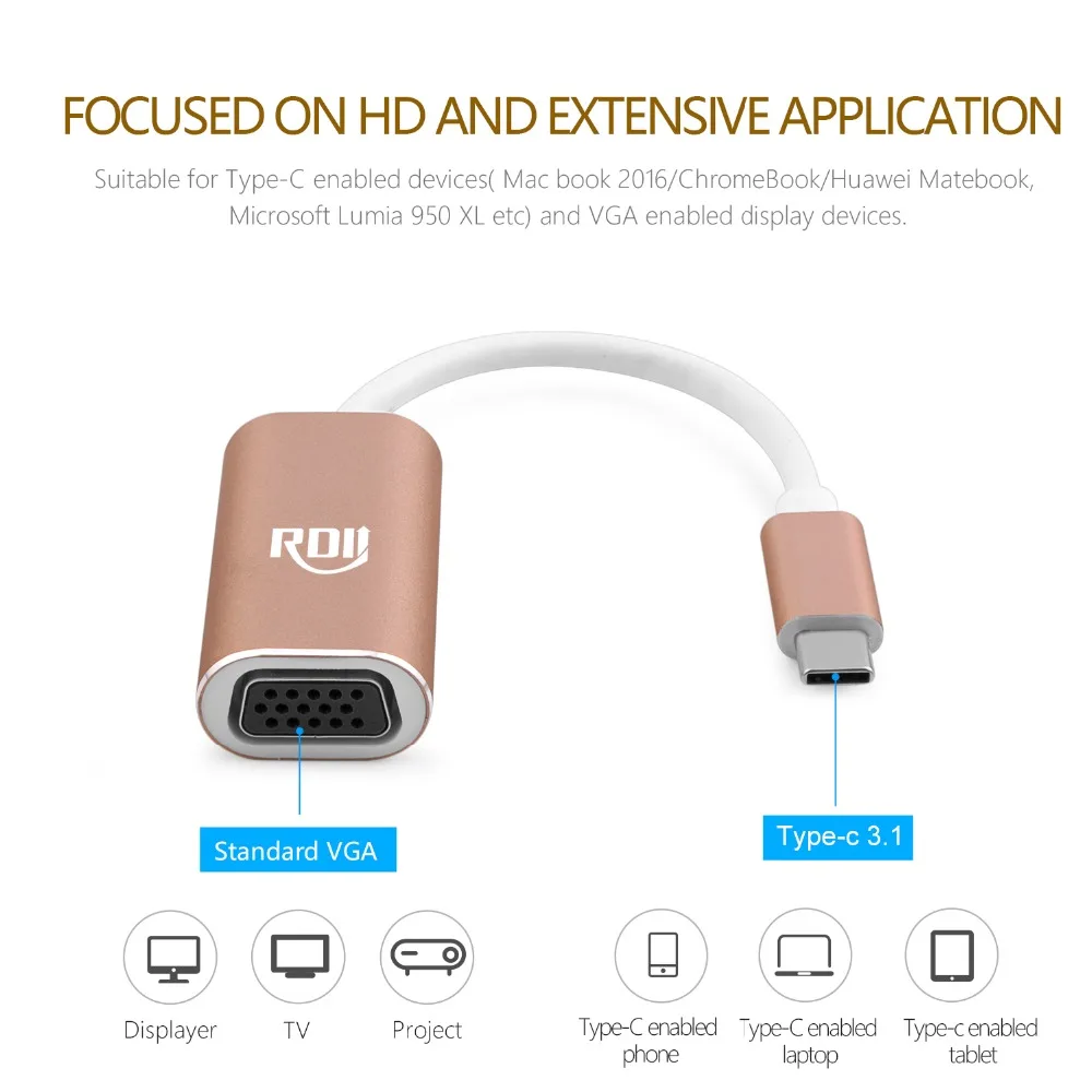 Новый USB3.1 USB c Тип C адаптер VGA для MacBook Pro microsoft Lumia 950XL/950 Huawei matebook Chromebook|adapter for