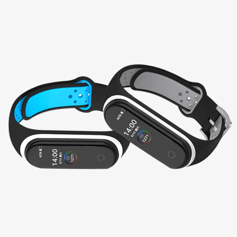 

Ремешок сменный для Xiaomi Mi Band 4 3, Двухцветный силиконовый браслет для смарт-аксессуаров MiBand 4 3 M3 M4 NFC