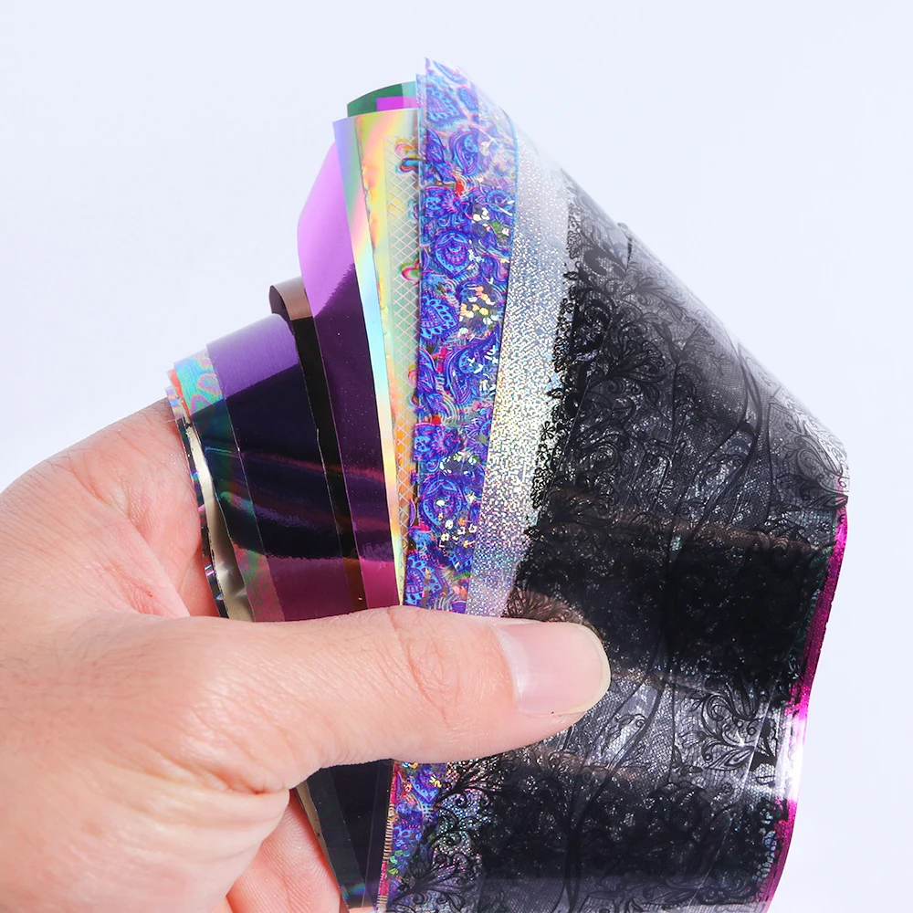 50 типов лазерных ногтей DIY градиентные Звездные бумажные Цветочные кружевные