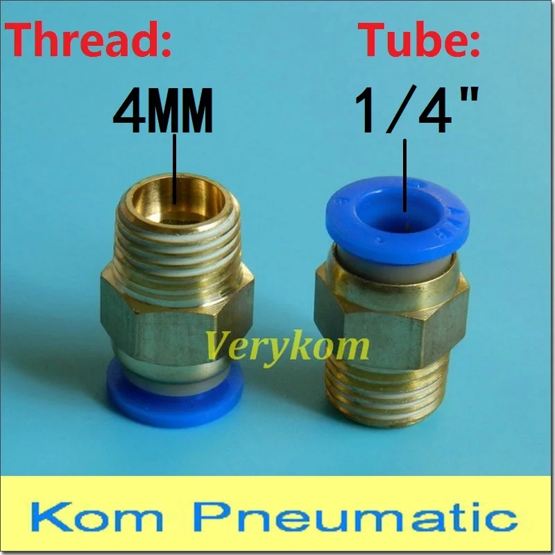 10 шт./лот PC04-1/4 пневматические 4 мм трубки с толчком 1/4 &quotмужские прямые